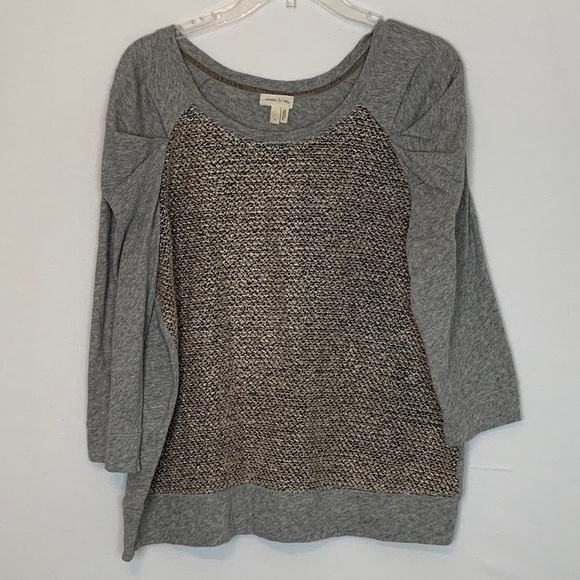 Anthropologie Meadow Rue Gray Knit Boho Top Sz L - Picture 8 of 9